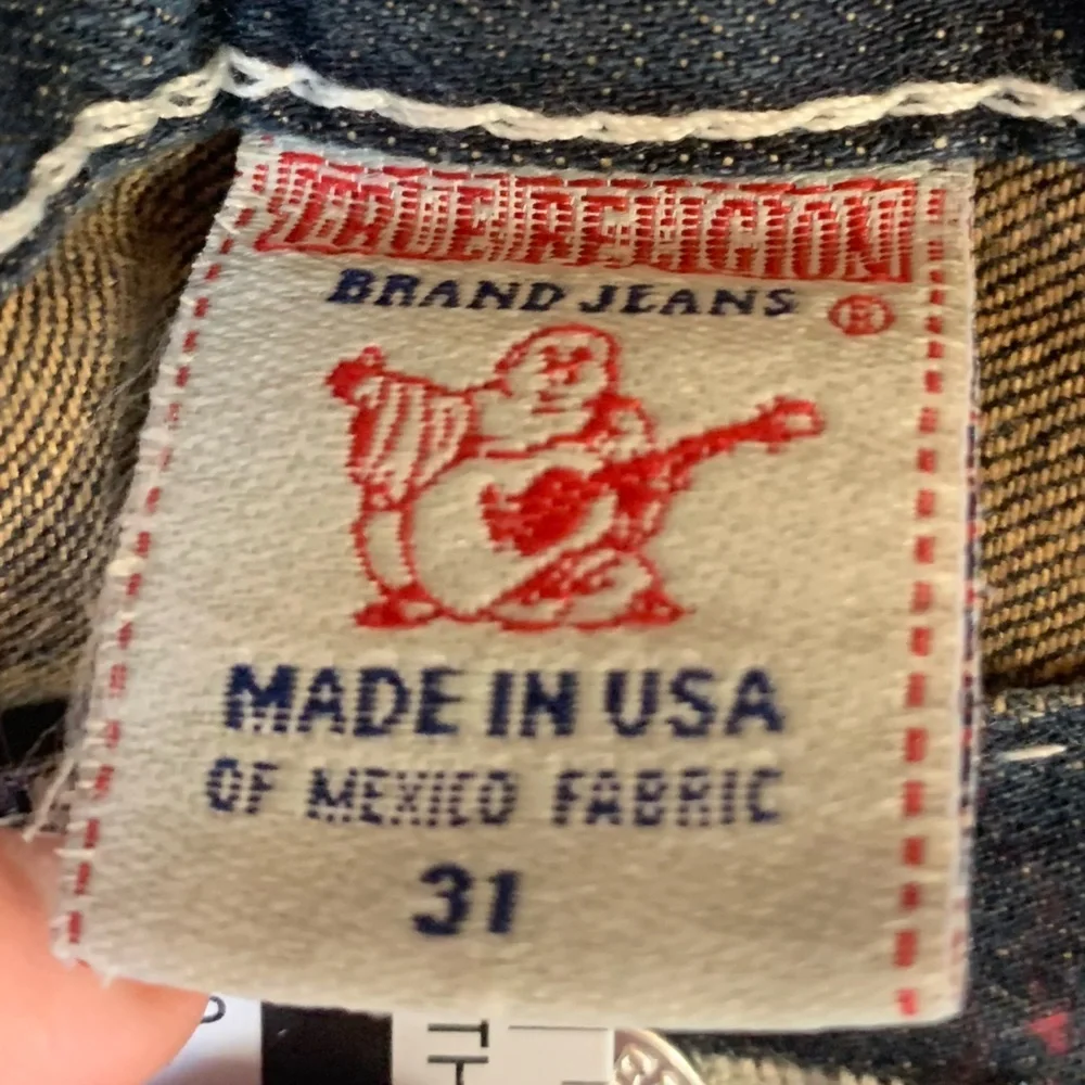 Vintage True Religion Straight Leg Dark Wash Low Rise Jeans Contrast Stitch 31 - Picture 5 of 11